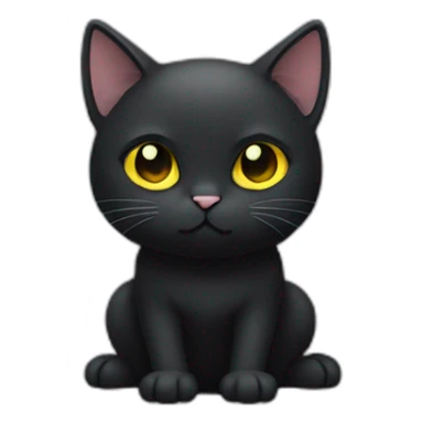 black cat white chest fat short legs yellow eyes one fang  sticker
