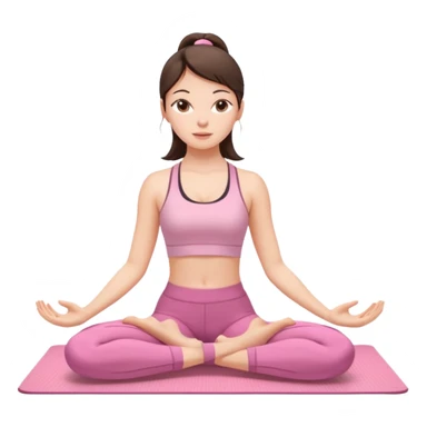 white brunette girl in light pink workout clothes stretching yoga mat sticker