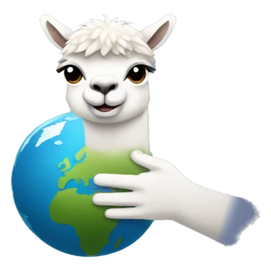 Multiple/an alpaca holding the raining earth in his hands sticker
