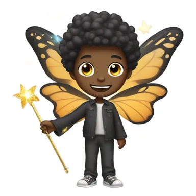 black boy fairy with wand sticker