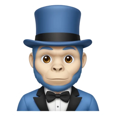 A gorilla tag guy from gorilla tag that’s blue and has the top hat sticker