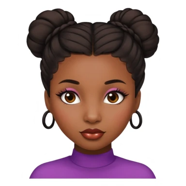 A black girl with edges and plump lips and long lashes with a bun in her hair and she looks like a baddie sticker