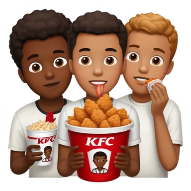 Three black young men eating from one KFC bucket sticker