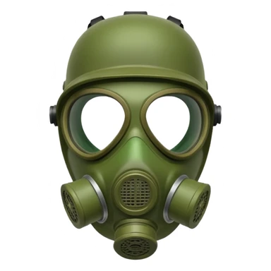 green gas mask, one filter sticker
