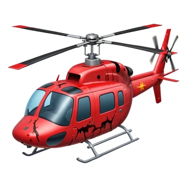 helicopter with gory horror elements blood splatters unsettling details sticker