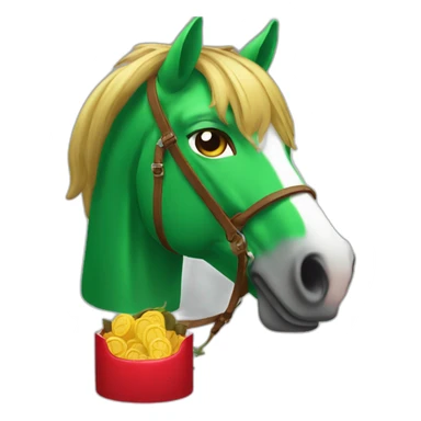 Un cheval verte qui boit un coca sticker