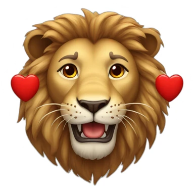 Lion smiling face with red hearts instead of eyes sticker