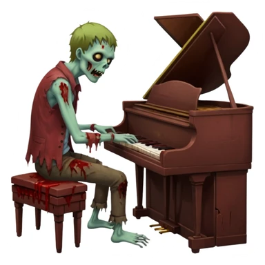 zombie playing piano sticker