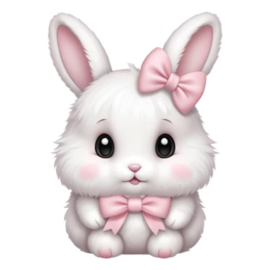 Cute baby bunny with a light pink bow sticker