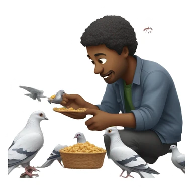 white man feeding pigeons sticker