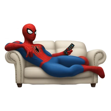 Spider-Man laying on a couch with a remote control in his hands sticker
