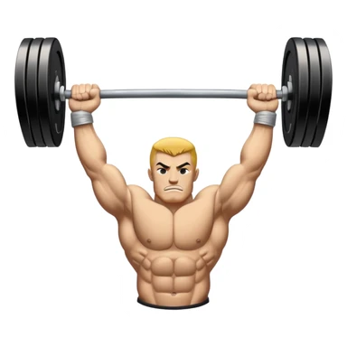 Powerlifting emblem featuring a stylized barbell with heavy weights on each side, flanked by muscular arms gripping the bar. The design is bold and dynamic, symbolizing strength and determination. The background is minimal, focusing on the emblem itself, with a sleek and professional look.  sticker