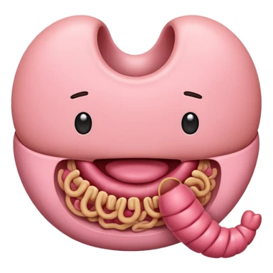 An emoji of the digestive system focusing on the stomach and intestines, with a cute and friendly design. sticker