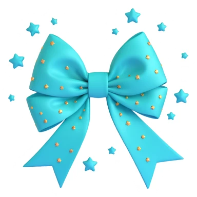 sparkly teal bow with stars, no gold sticker