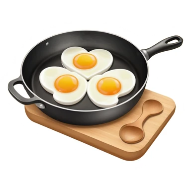 cooking pan with two heart-shaped eggs sticker