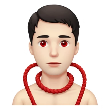 A man suffocating himself with a rope around his throat tight sticker