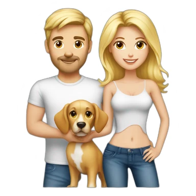 blond-hair-sexy-man-and-woman-with-dog-and-cat sticker