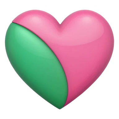 Half pink and half green heart sticker
