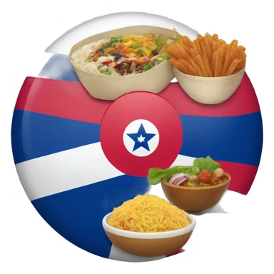 Dominican Republic flag with Korean food in the middle  sticker
