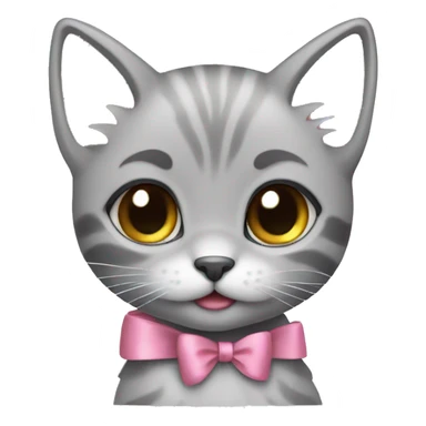 cute gray kitten with bows sticker