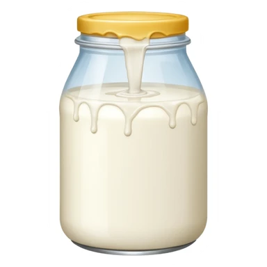 a jar of milk but the top is sticky and its dripping but theres no lit, and also no straw, I WANT IT TO BE VERY VERY MESSY sticker