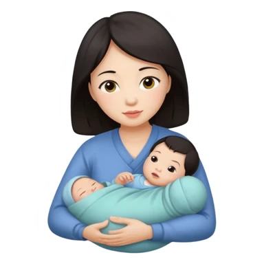 A Chinese mother with 1 newborn. sticker