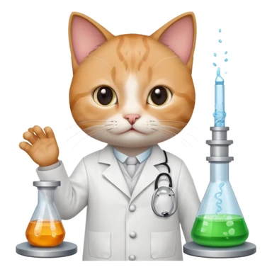 cat in a lab surrounded by scientific equipment emoji sticker