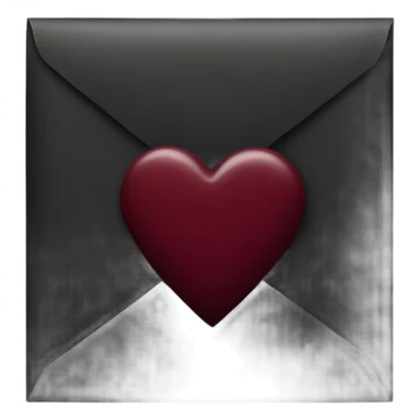 black envelope with burgundy wax heart seal sticker