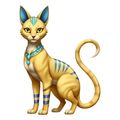 Modern furry anthro anthropomorphic futuristic shiny colorful Bastet-Sphynx-Lombax-Zeraora-Renamon-fusion (full body) sticker