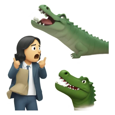 person yelling at a crocodile sticker