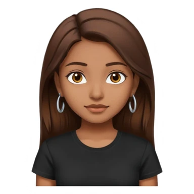 a pretty fair indian bratz girl with brown hair. with a black tshirt sticker