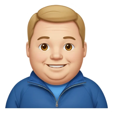 fat man wearing blue jacket sticker