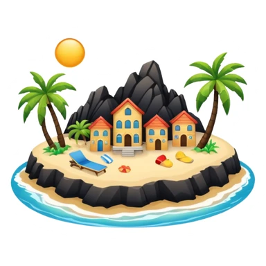 island  with a beach and infrastructure  sticker