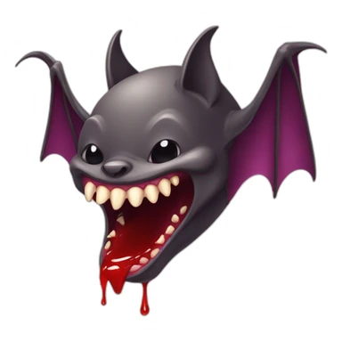 Mischievous vampire bat large fangs dripping blood sticker