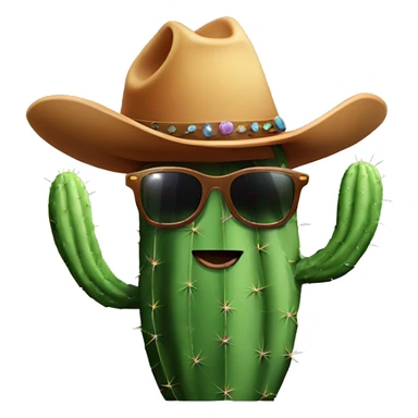 cactus with cowboyhat, sunglasses, lighted cigar sticker