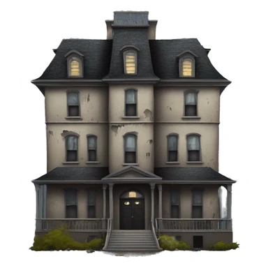 Dark dilapidated 8 story Haunted Addams manor hotel with attached garage  sticker