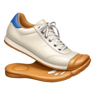 3D Apple-style emoji of a human foot wearing a sneaker, fully visible, stepping firmly on the ground, leaving a clear shoe print under the sole. Rounded, glossy, smooth, soft shadows, white background.



 sticker
