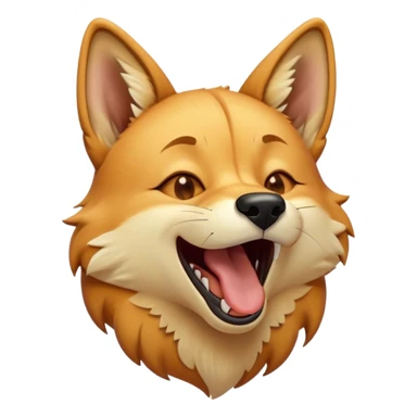 Cinematic Cute Yawning Dingo Portrait Emoji, Head tilted slightly with a dramatic, wide-open yawn, showcasing a soft, sandy fur with gently drooping ears and round amber eyes barely open in drowsy contentment, Simplified yet irresistibly adorable features, highly detailed, glowing with a soft, cozy glow, high shine, relaxed yet expressive, stylized with a touch of wild charm, bright and endearing, soft glowing outline, capturing the essence of a sleepy yet affectionate dingo, so drowsy it feels like it could stretch out of the screen and curl up for a nap! sticker