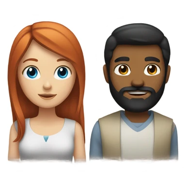 Redhead blue eyed girl and black haired bearded mexican male couple sticker