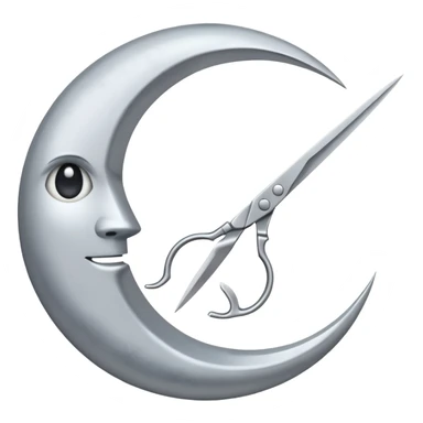 Scissors cutting moon sticker