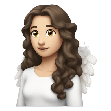 Caucasian brunette angel with long hair, dimples, big blue eyes, halo and wings sticker
