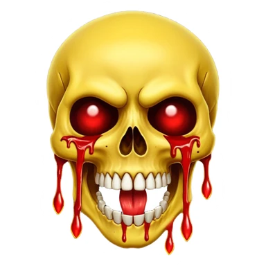 Yellow laughing Skull with blood and glowing eyes in the style of your bleeding skull art, the more detail  sticker