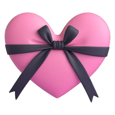 pink heart with a black bow knot sticker