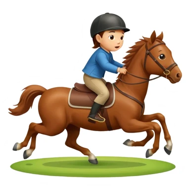 l little chinese baby riding on a  cute horse running really fast on the grass with 2026 year's label sticker