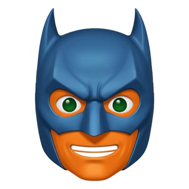 batman emoji with the mask in blue, orange and green sticker