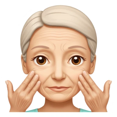 Simple emoji of a face with wrinkles being smoothed by hands,
both hands gently stretching the skin,
wrinkles visible on one part and smooth skin on the other,
clear wrinkle-reducing effect,
simple and easy-to-understand icon,
no beauty or medical elements

 sticker