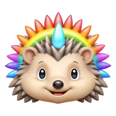 Hedgehog with cloud-like spikes and rainbow halo sticker