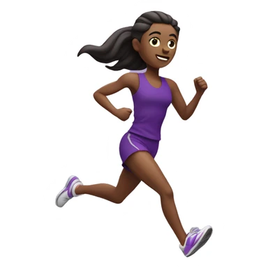 Runner emoji in purple sportswear, mid-stride, energetic and determined expression. sticker