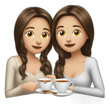 gossip over tea two girl friend (brunette and brown-haired ) sticker