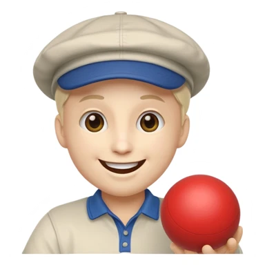emoji joyeux avec une casquette qui joue avec une boule de pétanque sticker